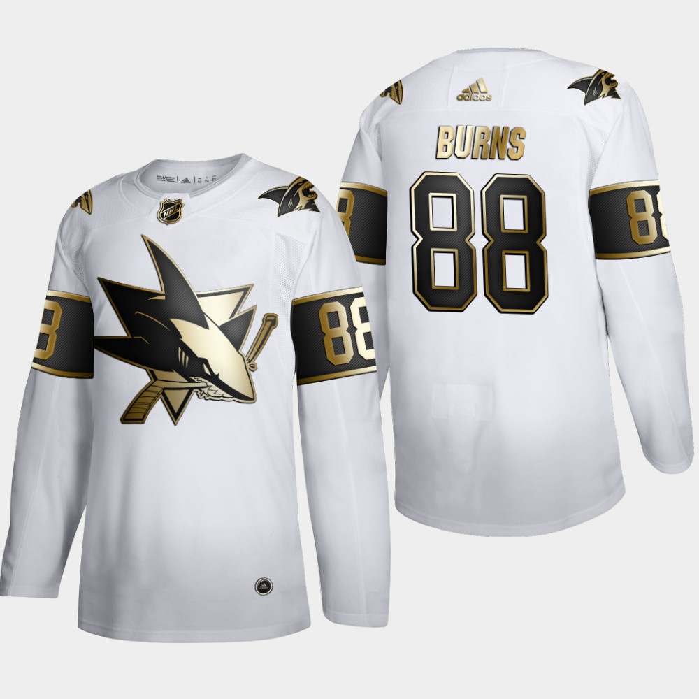 San Jose Sharks #88 Brent Burns Men Adidas White Golden Edition Limited Stitched NHL Jersey